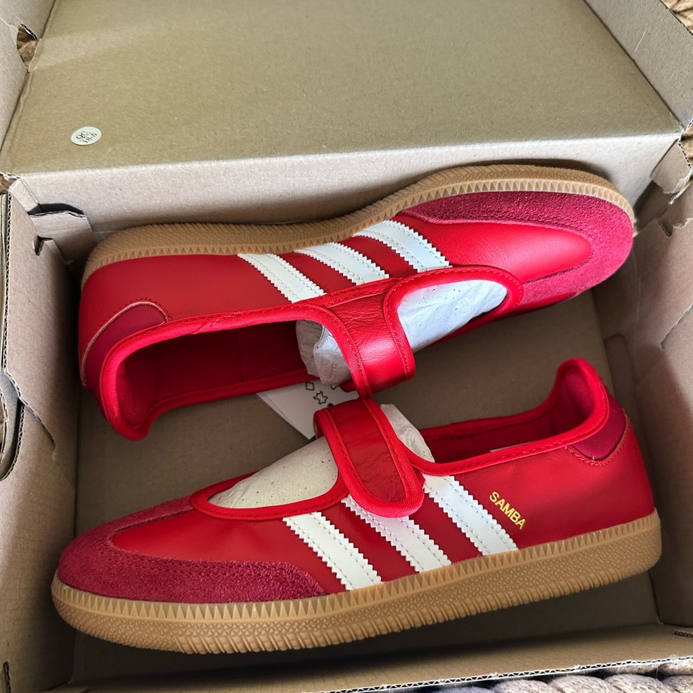 Adidas Red and White Samba Sneakers